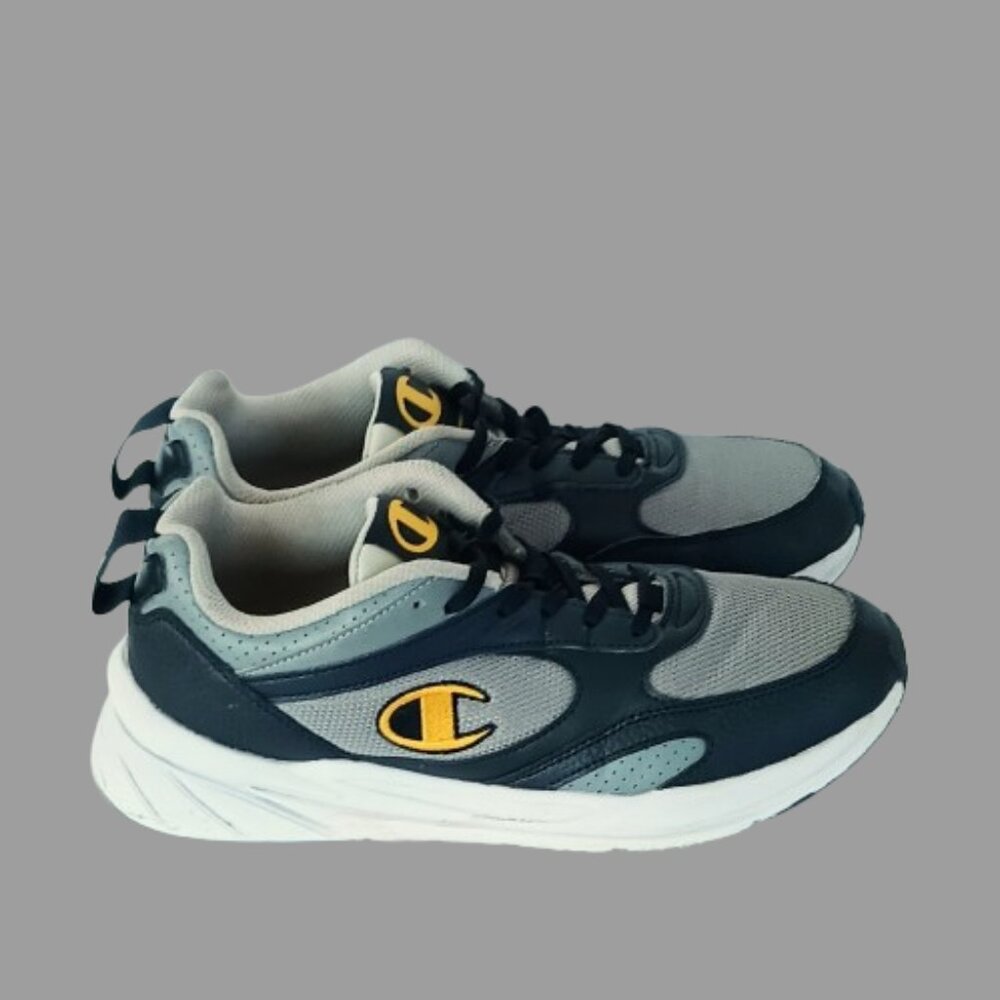 Champion Boys Low Top Sneakers 7Y Gray Black Mesh Sporty Tennis Shoes